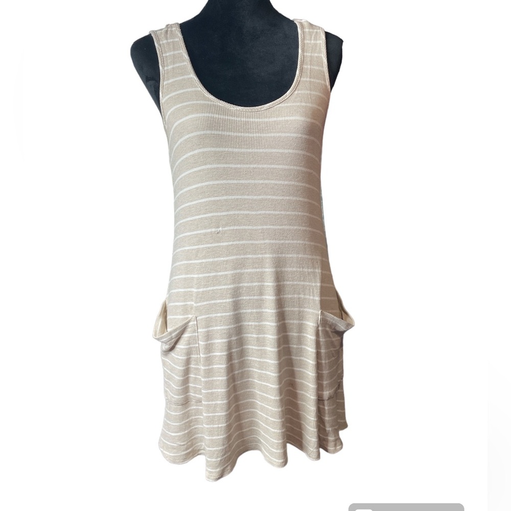 T.C. Elli’s Cream & White Sleeveless Waffle Knit Mini Dress
